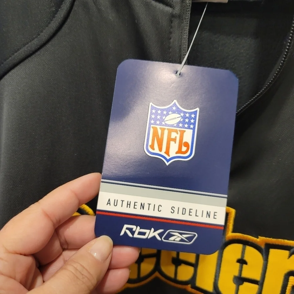 NWT Pittsburgh Steelers Pullover Quarter Zip AFC-North Logo Black Gold - L